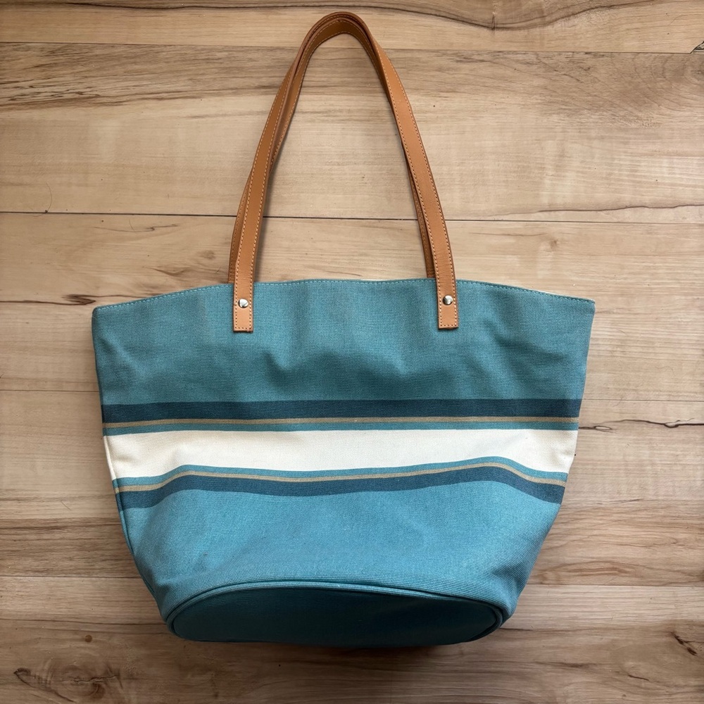 Stylish Blue and Tan Tote Bag